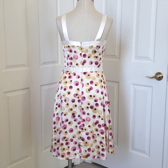 VINTAGE 100% Silk Polkadot Slip Dress Pink Yellow SIZE 4 - Picture 5 of 12